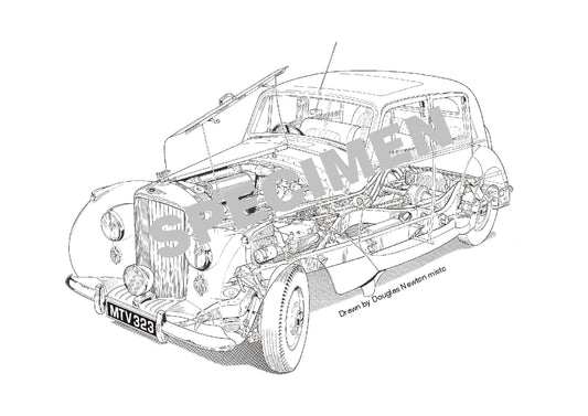 1950 Bentley Mk VI Cutaway Technical Illustration
