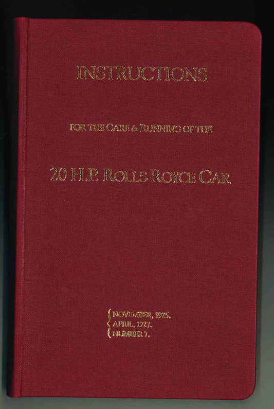 Instructions for the care 20 HP RR Car (no 7)